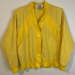 Vintage Kathy Davis Womens Yellow Bomber Jacket, Size Medium